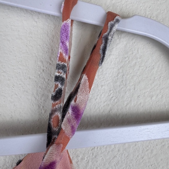 PEACH LOVE CALIFORNIA Cropped String Pink Tank Top Boho Floral / Size Large - Picture 6 of 13